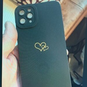 Apple Black Case with Gold Heart Design
